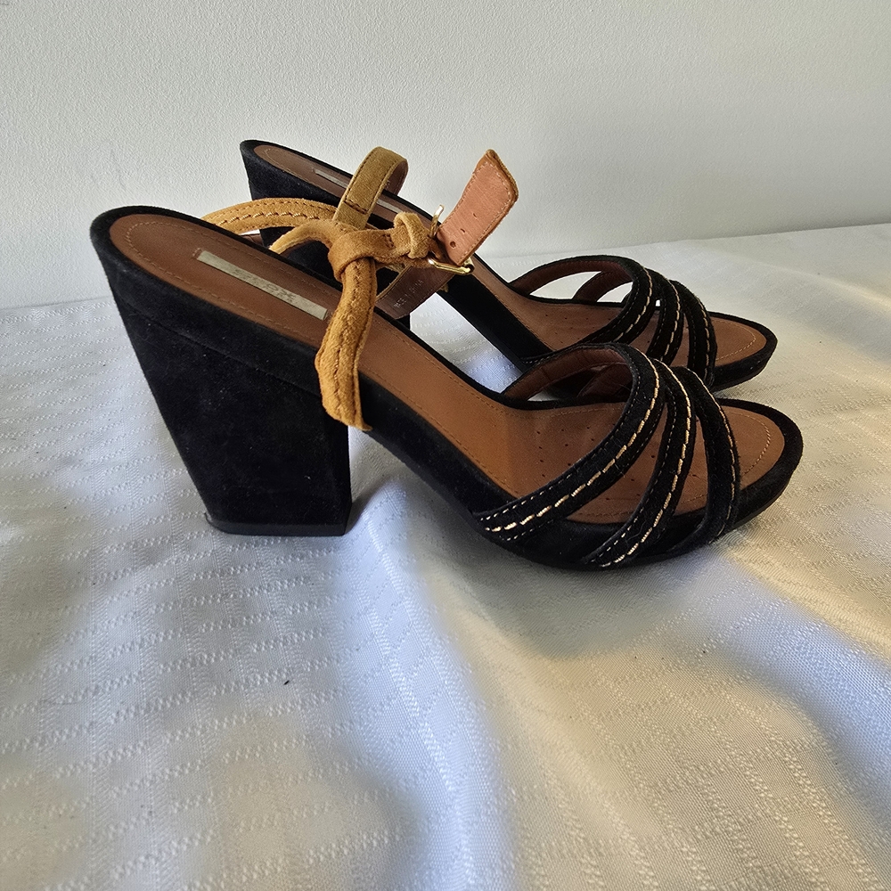 Geox Black and Brown Strappy Sandals